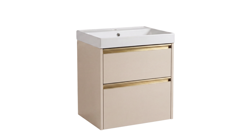 The White Space Hitt 600mm wall hung vanity unit in Portland Stone