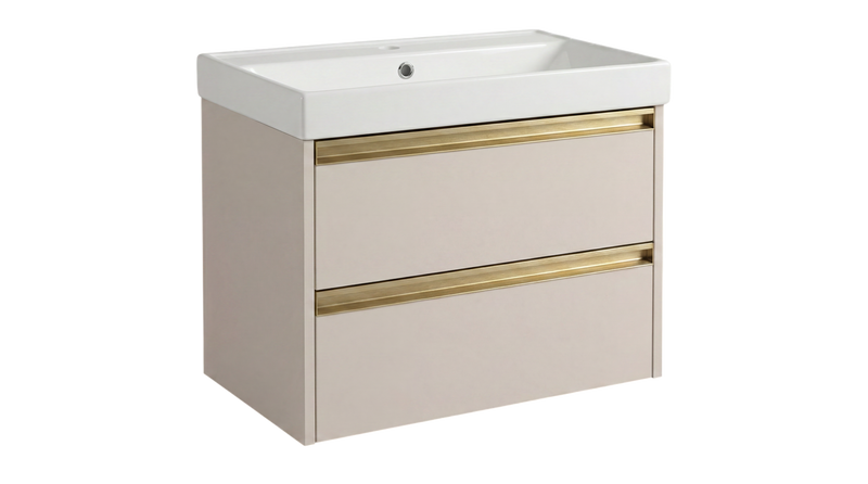 The White Space Hitt 600mm wall hung vanity unit in Portland Stone