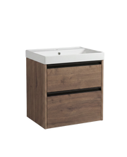 The White Space Hitt 600mm wall hung vanity unit in Tobacco Oak