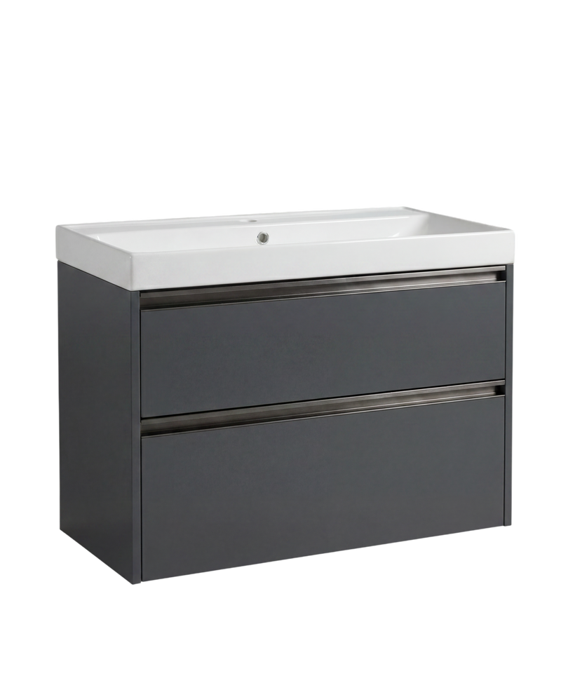 The White Space Hitt 800mm wall hung vanity unit in Dark Grey