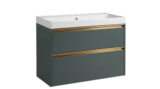 The White Space Hitt 800mm wall hung vanity unit in Dark Sage Green