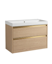 The White Space Hitt 800mm wall hung vanity unit in Light Oak