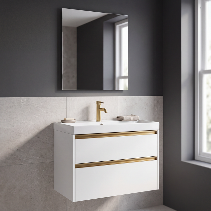 The White Space Hitt 800mm wall hung vanity unit in Matt White