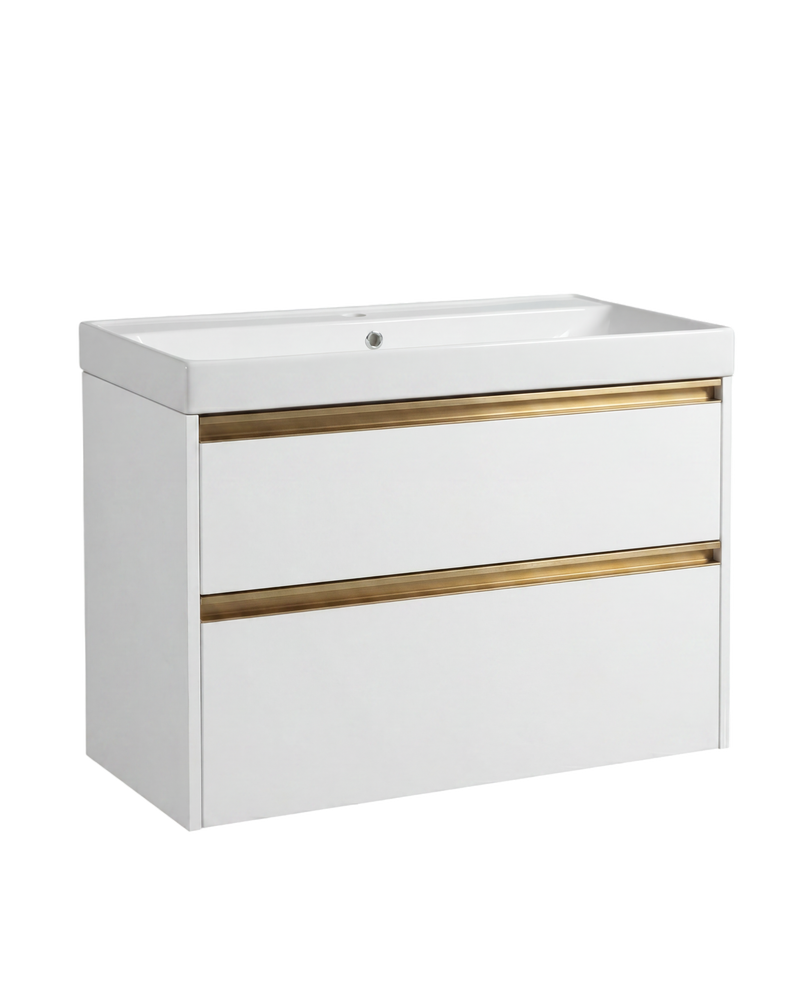 The White Space Hitt 800mm wall hung vanity unit in Matt White