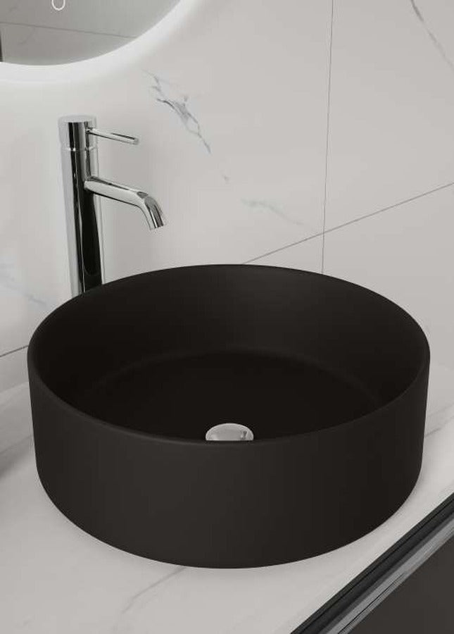 The White Space Lunar countertop basin bowl in matt black