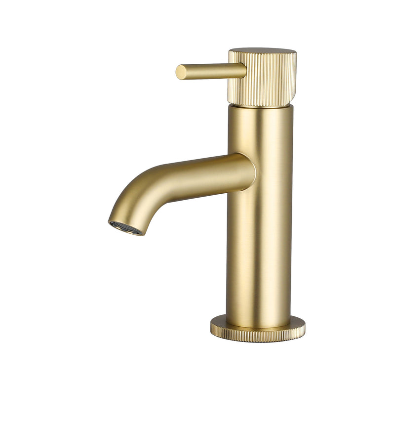 The White Space Pin Fluted Mini Monobloc Basin Mixer – Brushed Brass