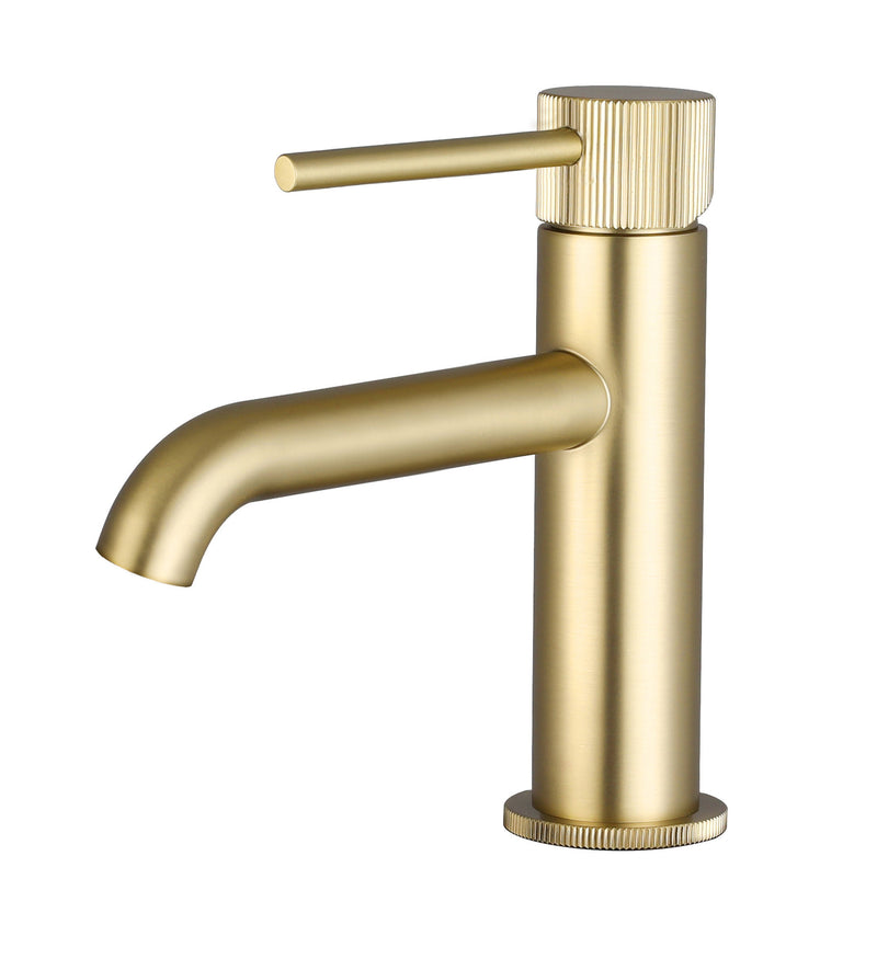 The White Space Pin Fluted Monobloc Basin Mixer – Brushed Brass