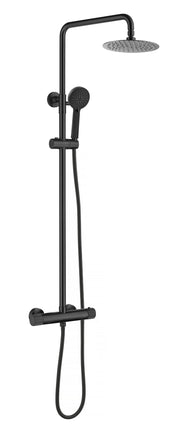 The White Space Pin Fluted Rigid Riser Shower with Bar Valve & Drencher Head – Black