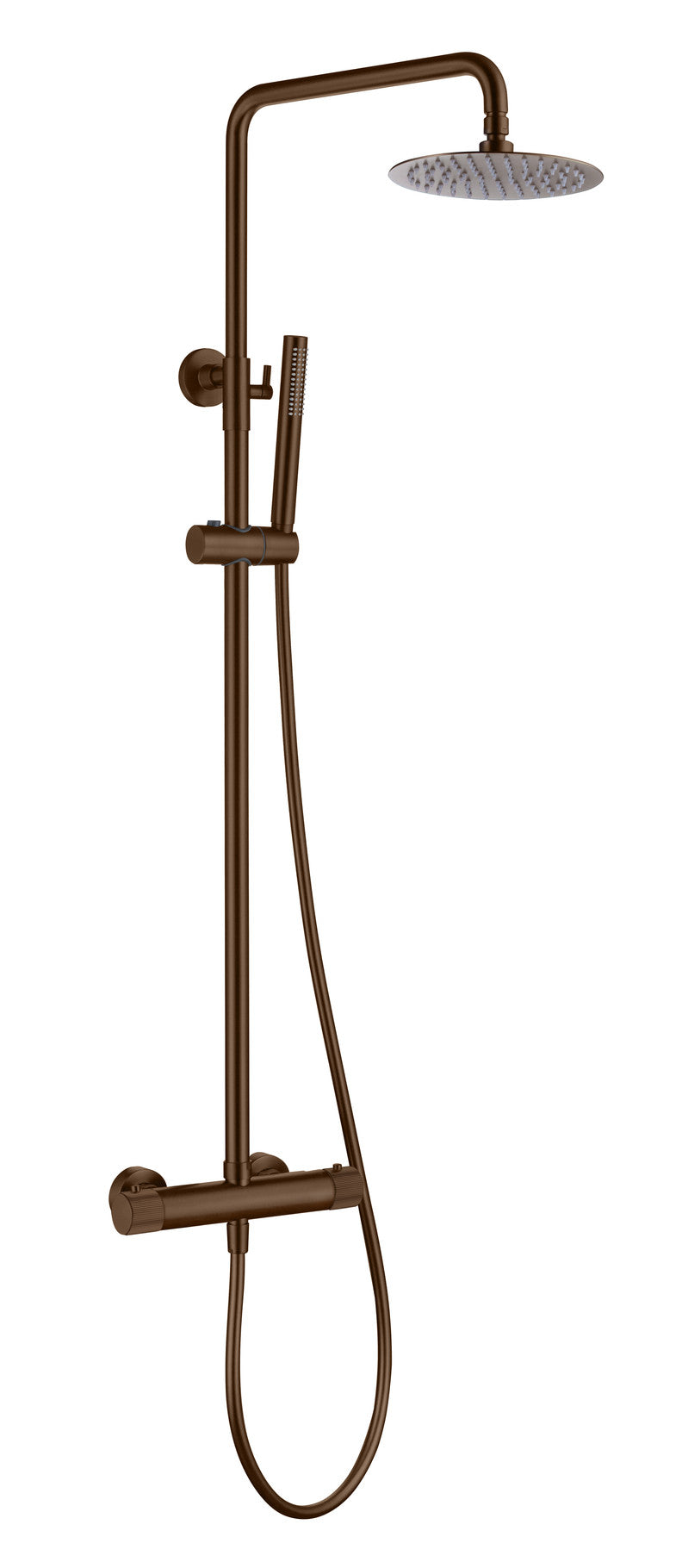 The White Space Pin Fluted Rigid Riser Shower with Bar Valve & Drencher Head – Brushed Bronze