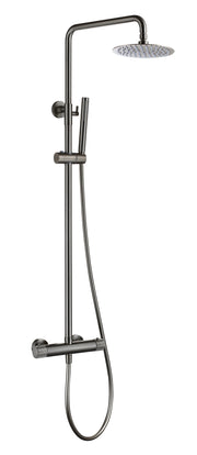 The White Space Pin Fluted Rigid Riser Shower with Bar Valve & Drencher Head – Gunmetal