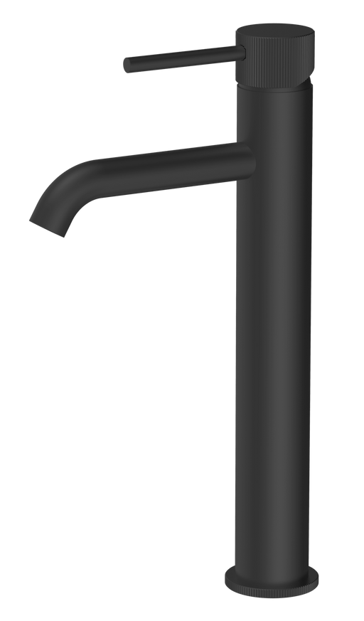 The White Space Pin Fluted Tall Monobloc Basin Mixer – Black