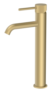 The White Space Pin Fluted Tall Monobloc Basin Mixer – Brushed Brass