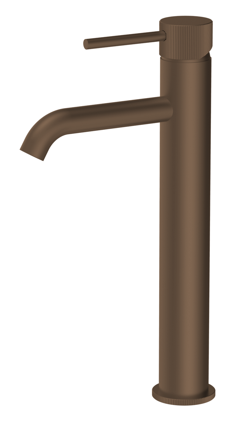 The White Space Pin Fluted Tall Monobloc Basin Mixer – Brushed Bronze