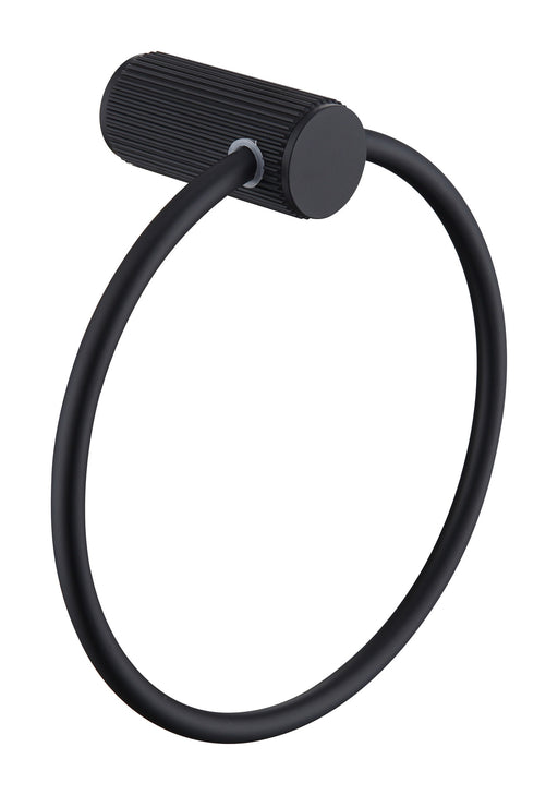 The White Space Pin Fluted towel ring in black