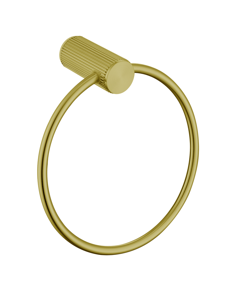 The White Space Pin Fluted towel ring in brushed brass