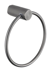 The White Space Pin Fluted towel ring in gunmetal