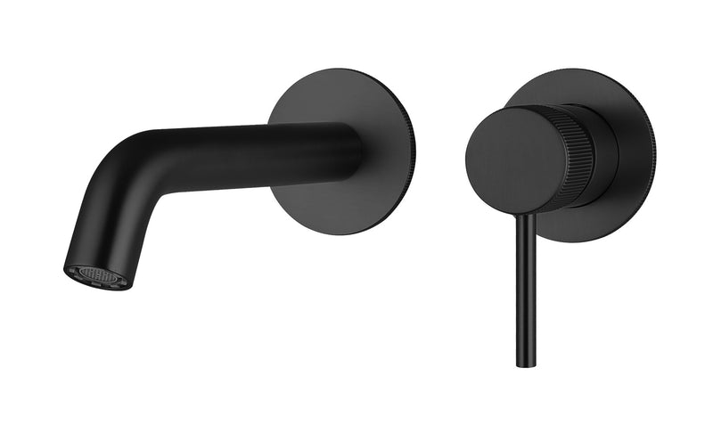 The White Space Pin Fluted Wall Mounted Basin Mixer – Black