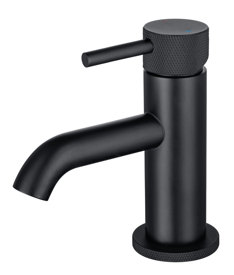 The White Space Pin Knurl Mini Monobloc Basin Mixer – Black