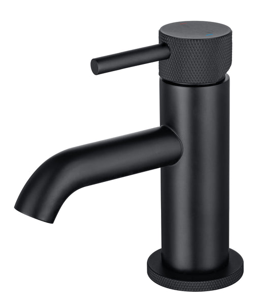 The White Space Pin Knurl Mini Monobloc Basin Mixer – Black