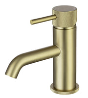The White Space Pin Knurl Mini Monobloc Basin Mixer – Brushed Brass