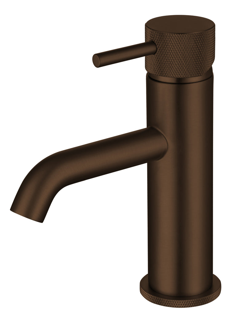 The White Space Pin Knurl Mini Monobloc Basin Mixer – Brushed Bronze