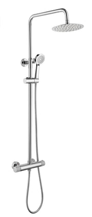 The White Space Pin Knurl Rigid Riser Shower with Bar Valve & Drencher Head – Chrome
