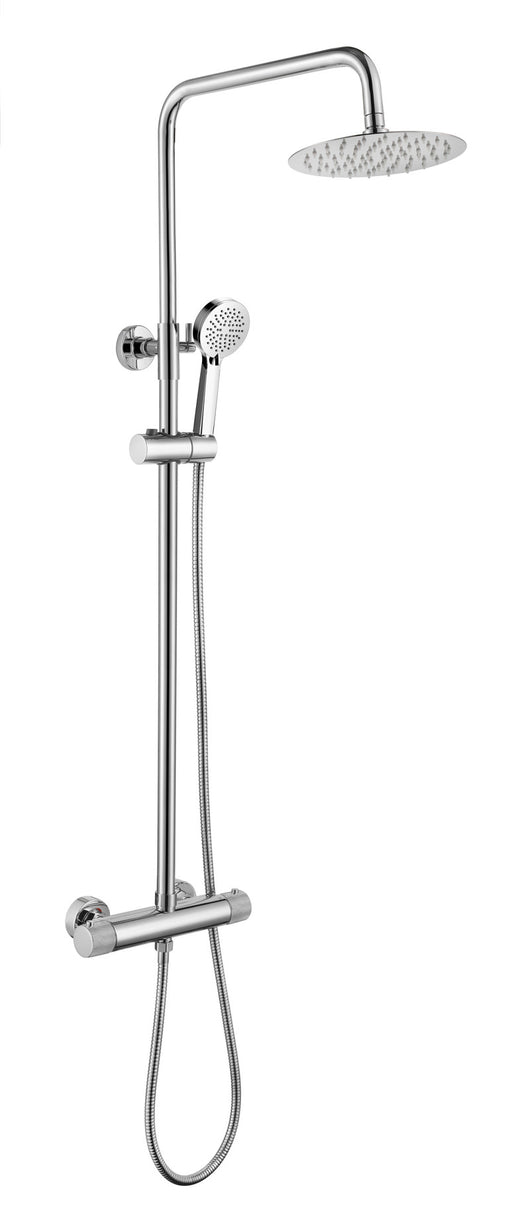 The White Space Pin Knurl Rigid Riser Shower with Bar Valve & Drencher Head – Chrome