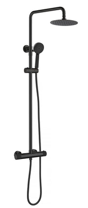 The White Space Pin Knurl Rigid Riser Shower with Bar Valve & Drencher Head – Black