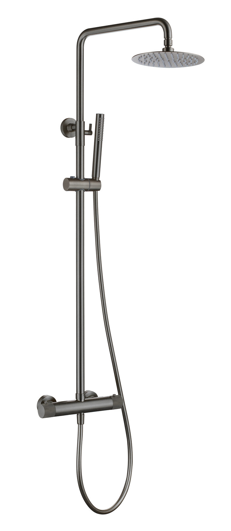 The White Space Pin Knurl Rigid Riser Shower with Bar Valve & Drencher Head – Brushed Bronze