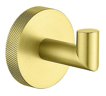 The White Space Pin Knurl robe hook in brushed brass