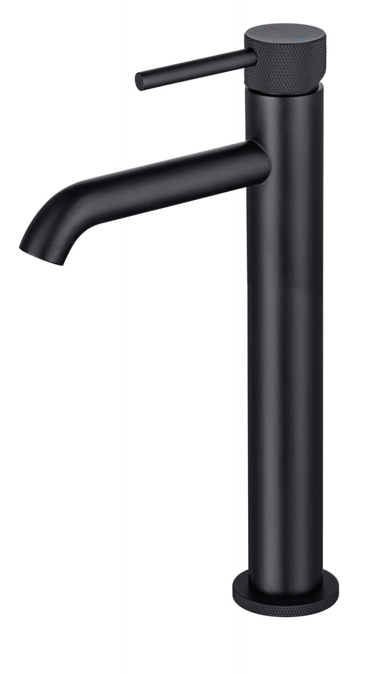 The White Space Pin Knurl Tall Monobloc Basin Mixer – Black