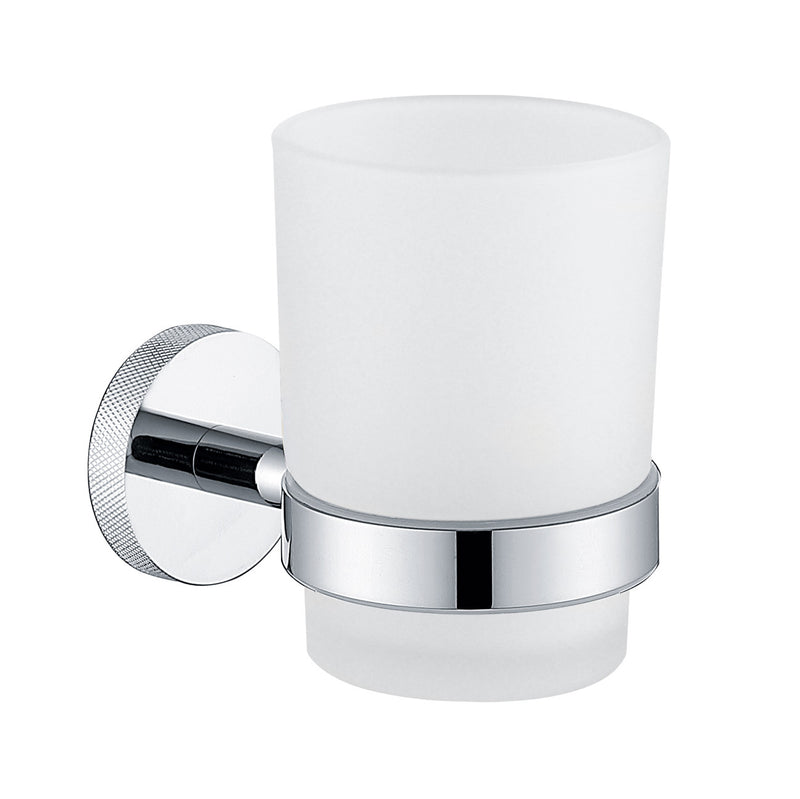 The White Space Pin Knurl tumbler and holder in chrome