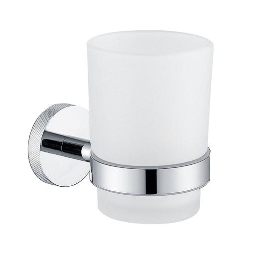The White Space Pin Knurl tumbler and holder in chrome