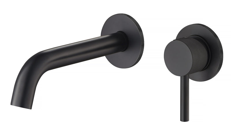 The White Space Pin Knurl Wall Mounted Basin Mixer – Black