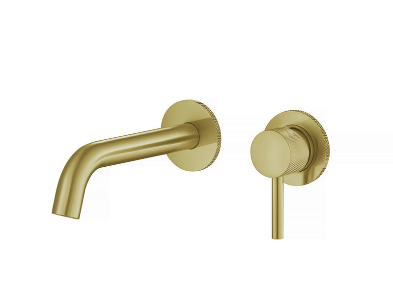 The White Space Pin Knurl Wall Mounted Basin Mixer – Brushed Brass