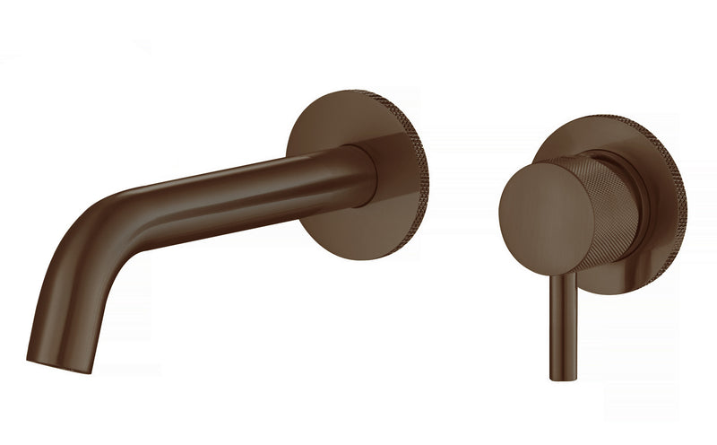 The White Space Pin Knurl Wall Mounted Basin Mixer – Brushed Bronze