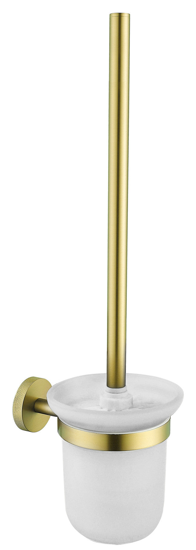 The White Space Pin Knurl wc brush and holder in brushed brass