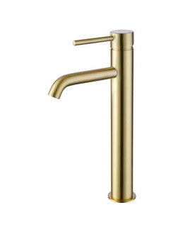 The White Space Pin Lux Tall Monobloc Basin Mixer – Brushed Brass