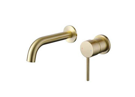 The White Space Pin Lux Wall Mounted Basin Mixer – Brushed Brass