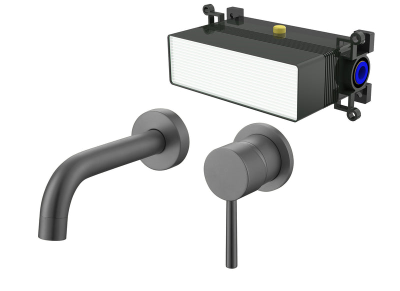 The White Space Pin Lux Wall Mounted Basin Mixer – Gunmetal