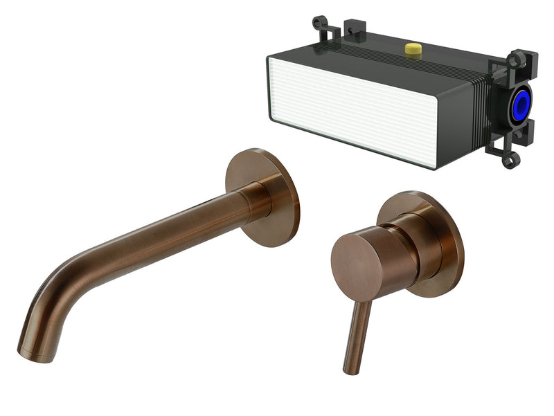 The White Space Pin Lux Wall Mounted Basin Mixer – Brushed Bronze