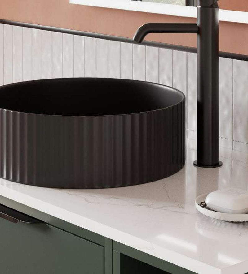 The White Space Pulse countertop basin bowl in matt black