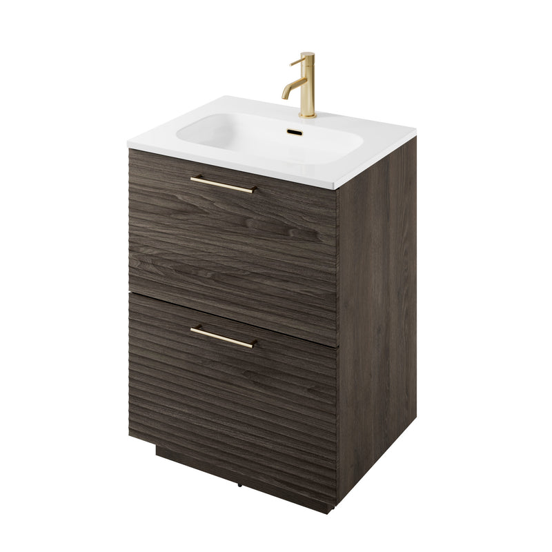 The White Space Rhythm 600mm floorstanding vanity unit in Lave Oak