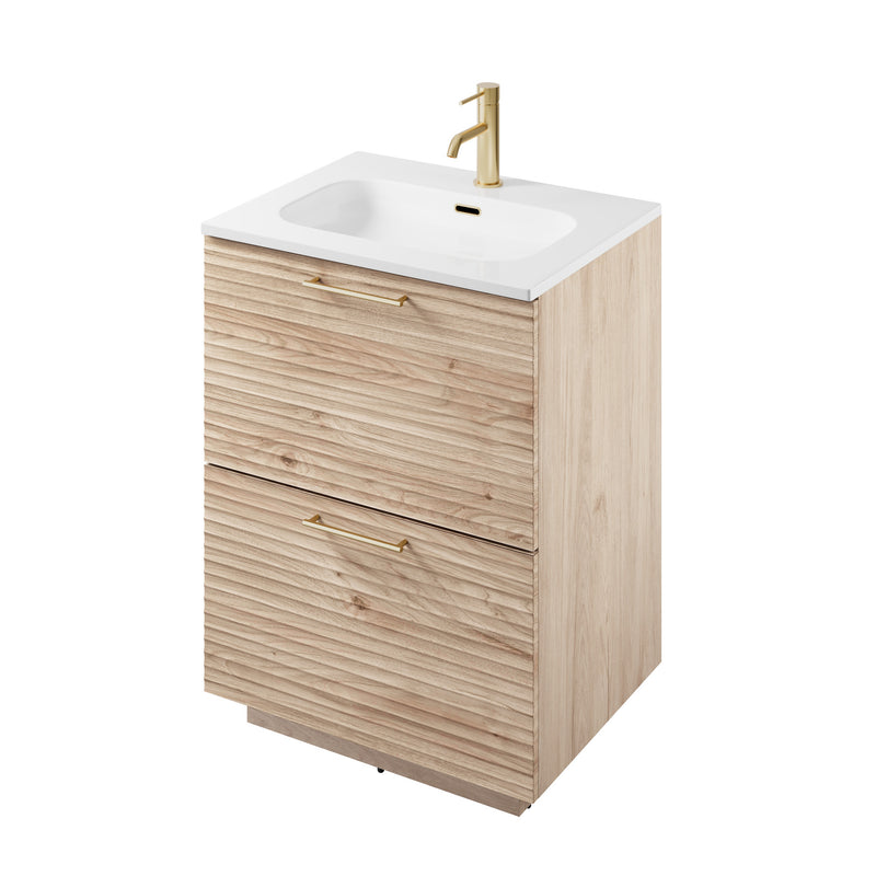 The White Space Rhythm 600mm floorstanding vanity unit in Light Oak