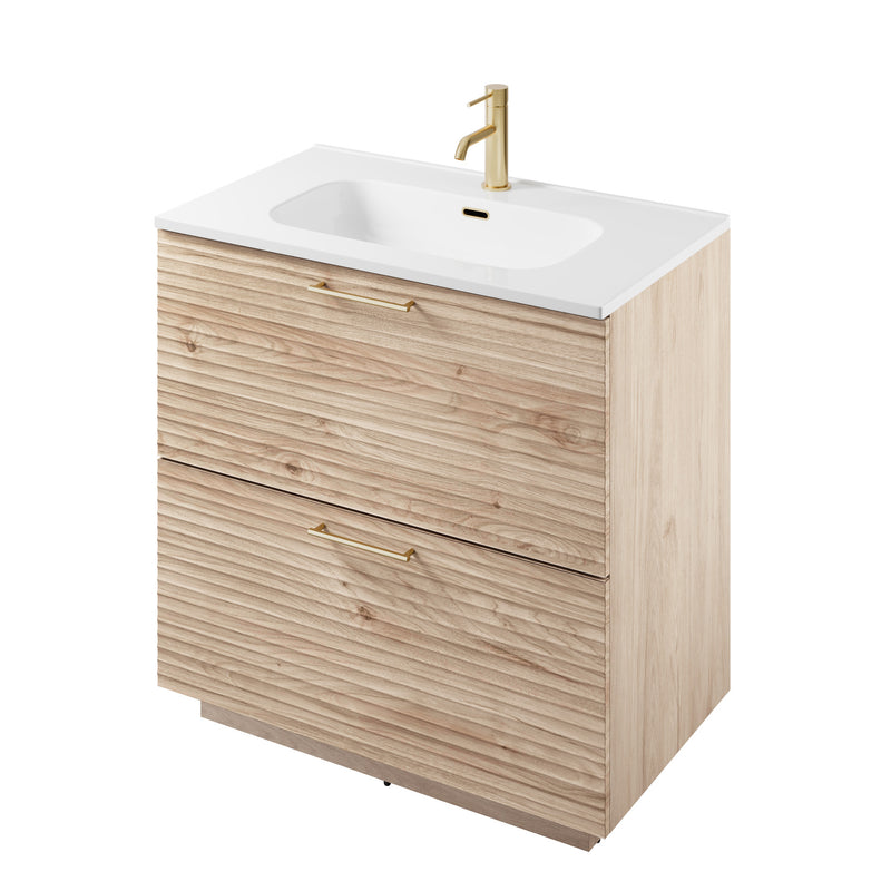 The White Space Rhythm 800mm floorstanding vanity unit in Light Oak