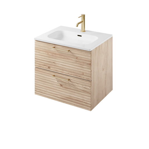 The White Space Rhythm 600mm wall hung vanity unit in Light Oak