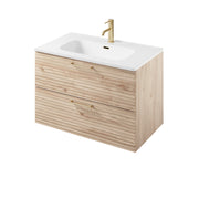 The White Space Rhythm 800mm wall hung vanity unit in Light Oak