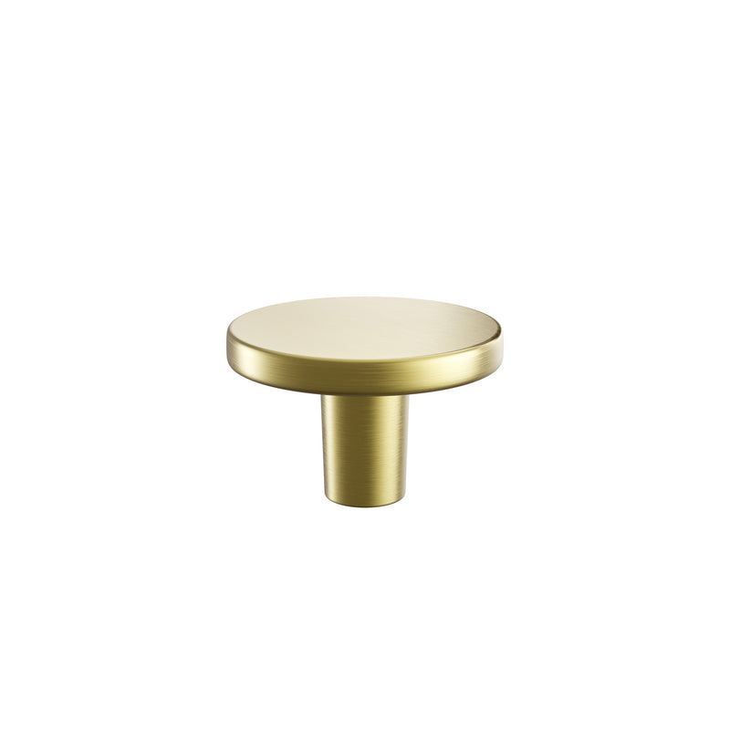 The White Space Round Knob handle in Brushed Brass