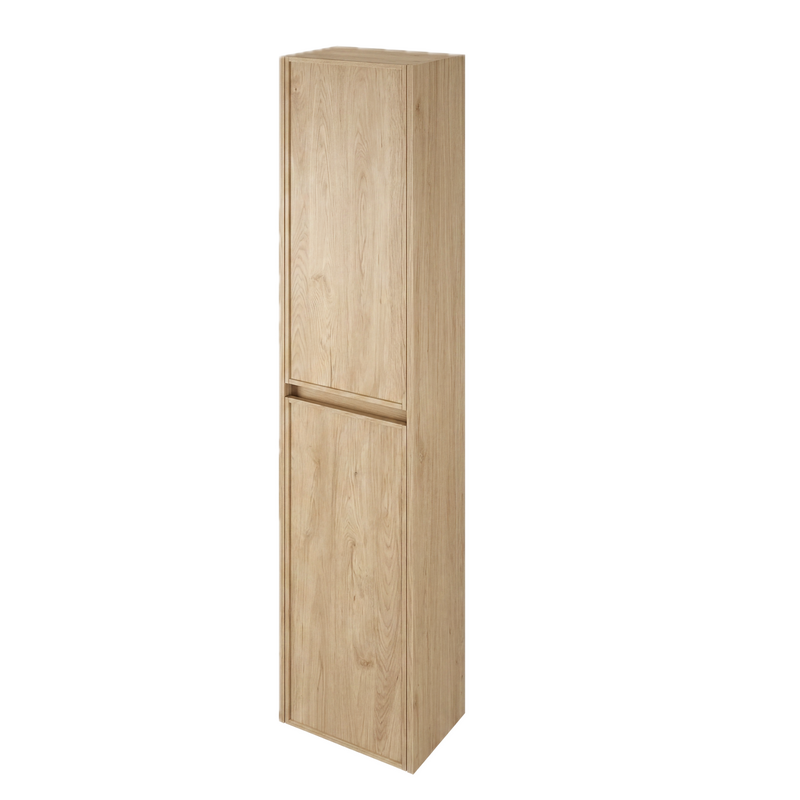 The White Space Slim Shaker tall unit in Light Oak