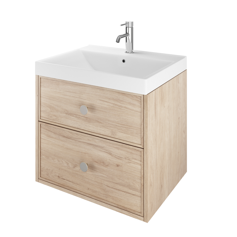 The White Space Slim Shaker 600mm wall hung vanity unit in Light Oak